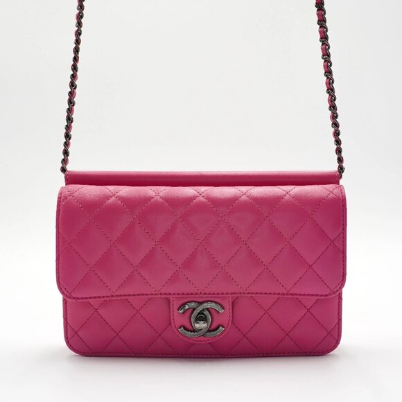 CHANEL Handbags - Pre-owned CHANEL Pink Quilted Lambskin Crossing Times Flap Bag